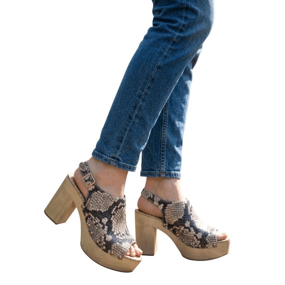 SAM EDELMAN Marley Python Snake Printed Leather Platform Sandals Size 7.5M